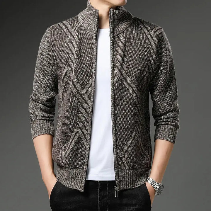 Grayson | Relaxed Geometric Zip Up Mens Cardigan