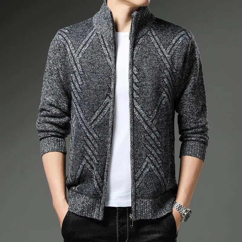 Grayson | Relaxed Geometric Zip Up Mens Cardigan