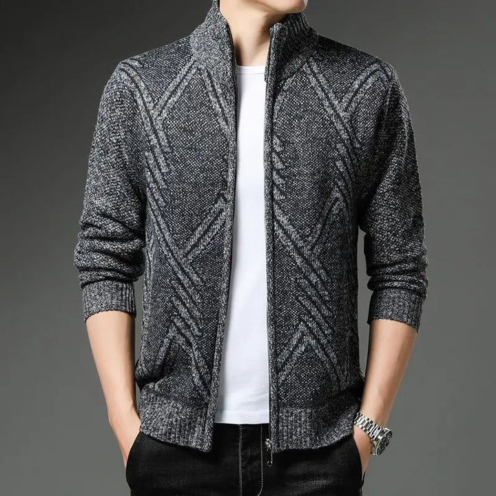 Grayson | Relaxed Geometric Zip Up Mens Cardigan