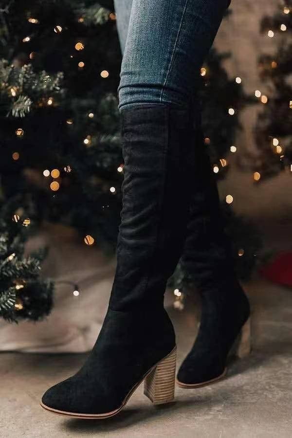 Hallie | Sophisticated Block Heel Knee High Boots