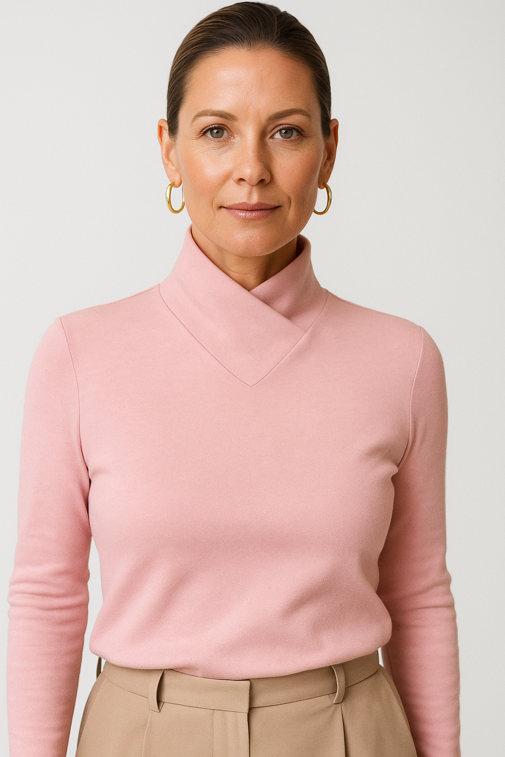 Harper | Refined Crossover Long Sleeve Roll Neck Jumper