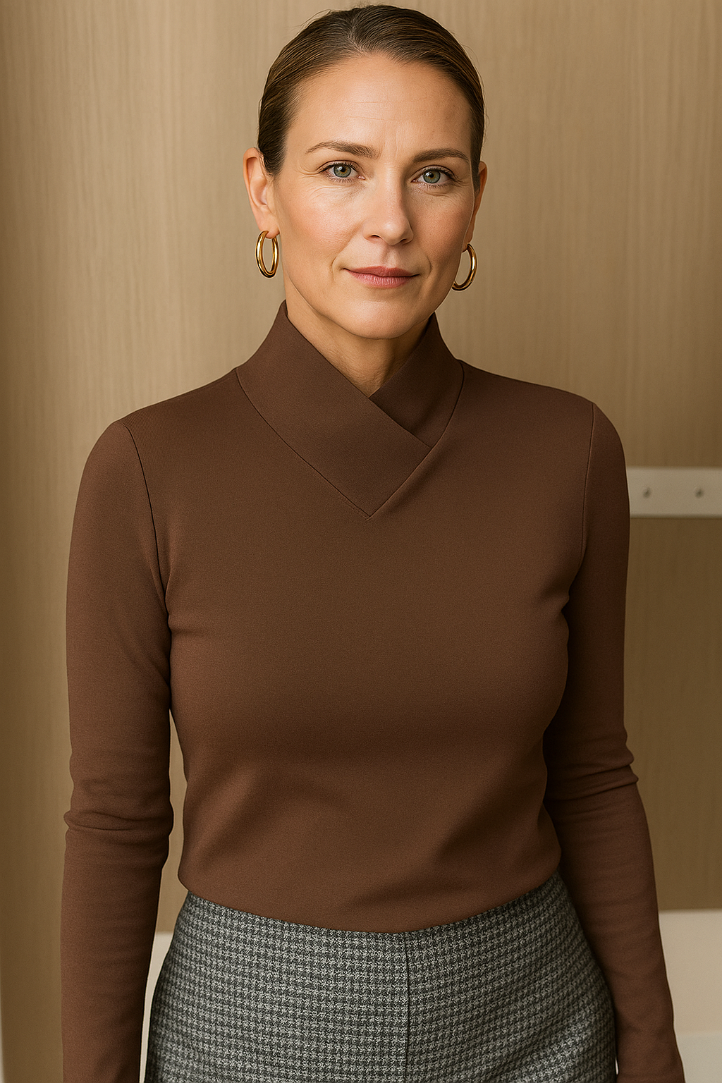 Harper | Refined Crossover Long Sleeve Roll Neck Jumper