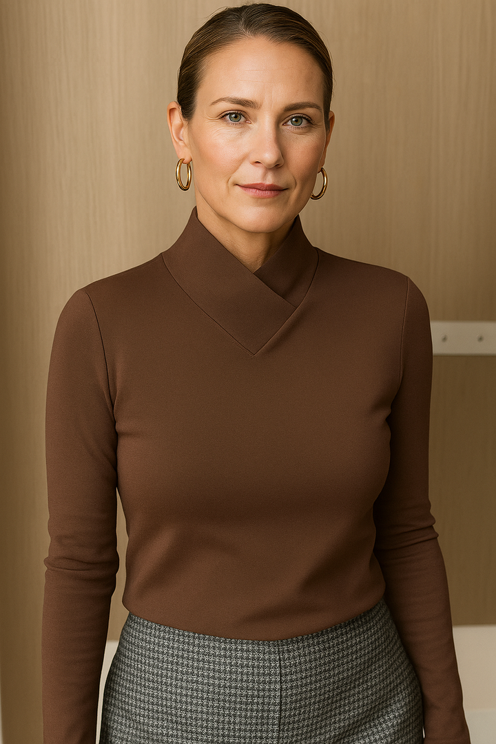 Harper | Refined Crossover Long Sleeve Roll Neck Jumper