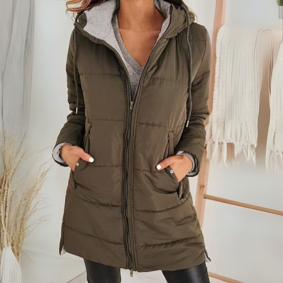 Harriet | Chic Longline Hooded Puffer Long Jacket