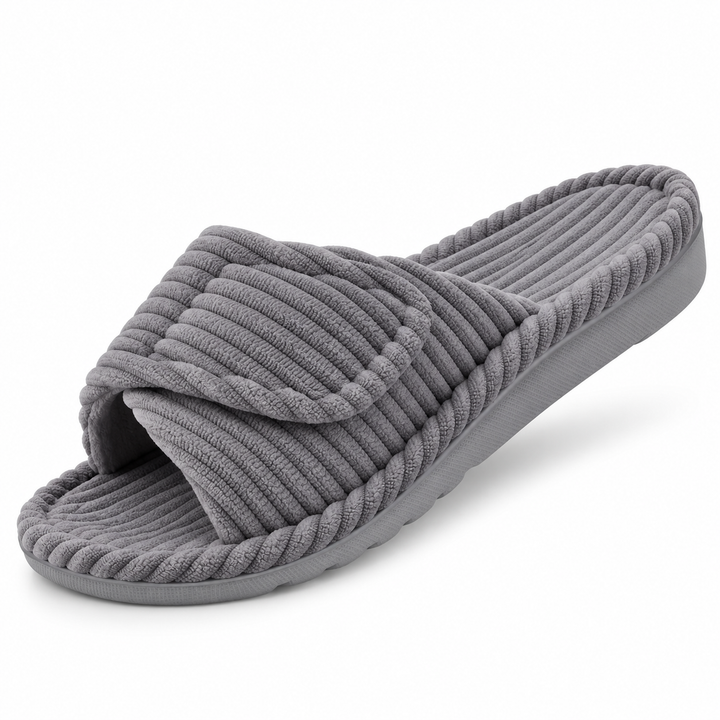 Harriet | Cosy Ribbed Open Toe Womens Slippers