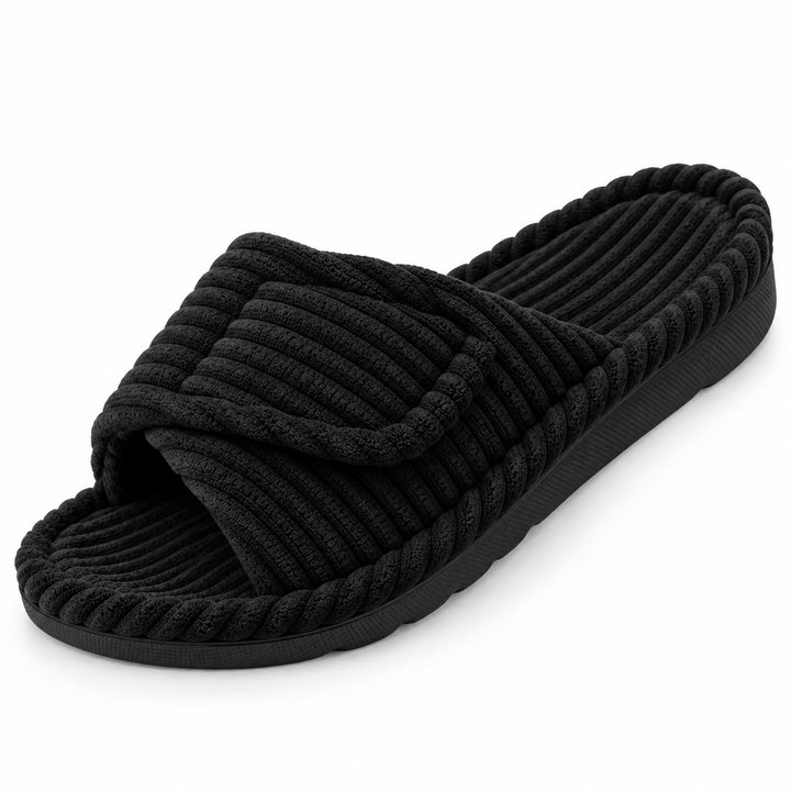 Harriet | Cosy Ribbed Open Toe Womens Slippers
