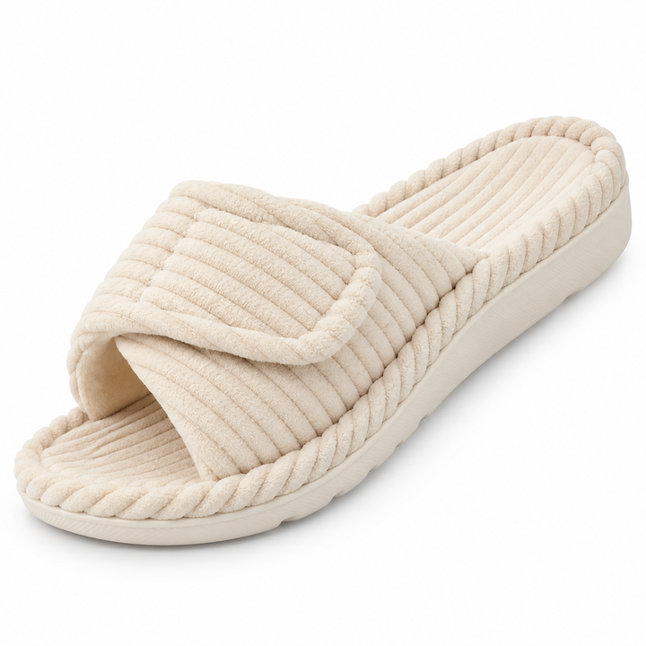 Harriet | Cosy Ribbed Open Toe Womens Slippers