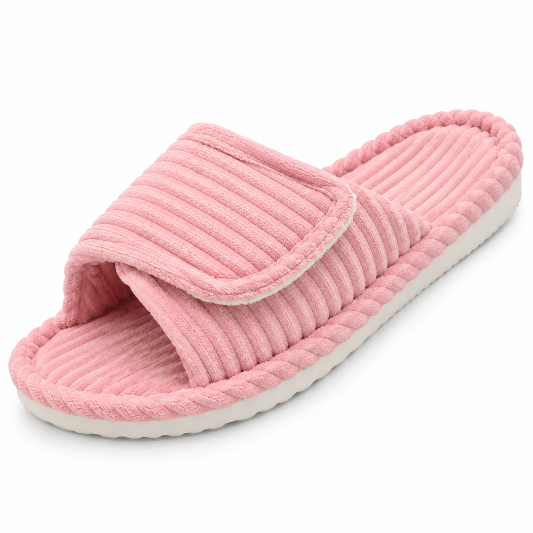 Harriet | Cosy Ribbed Open Toe Womens Slippers