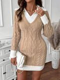 Harriet | Polished Cable Knit Collared Jumper Dress