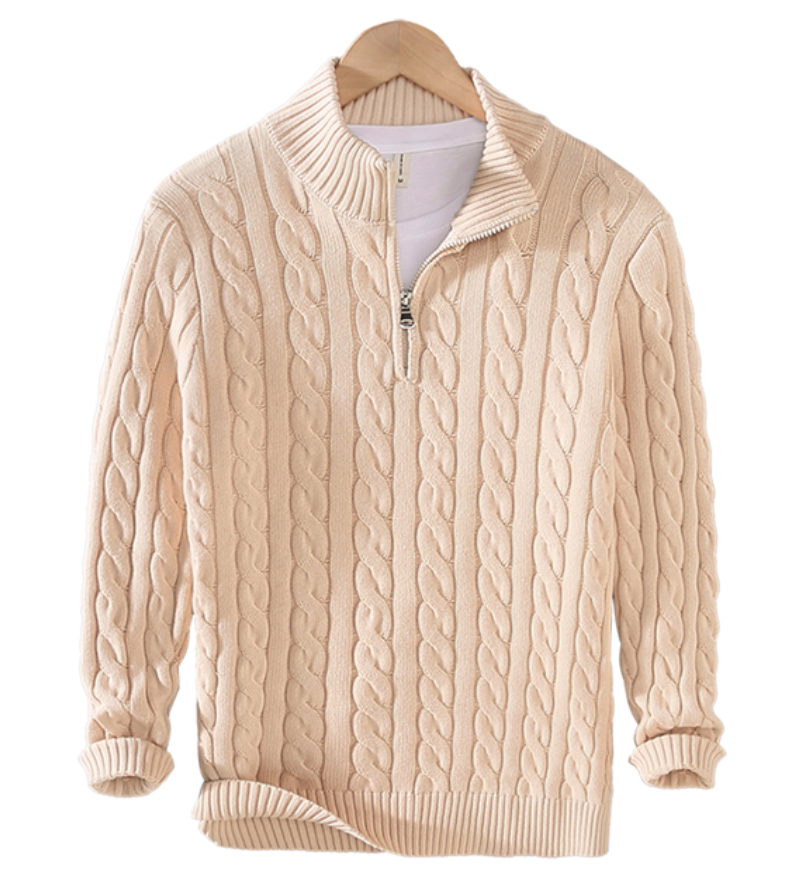 Harrison | Polished Half-Zip Cable Knit Mens Knitted Jumper