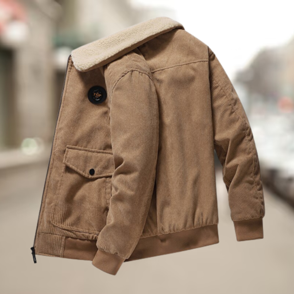 Harrison | Stylish Ribbed Sherpa Collar Bomber Jacket