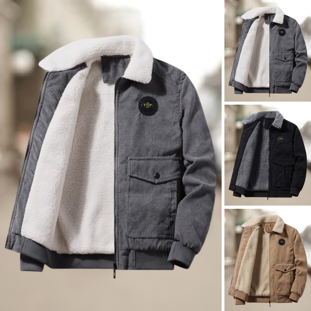 Harrison | Stylish Ribbed Sherpa Collar Bomber Jacket
