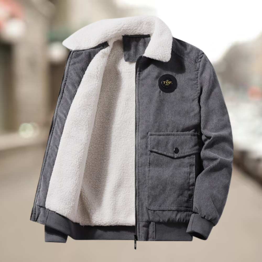 Harrison | Stylish Ribbed Sherpa Collar Bomber Jacket