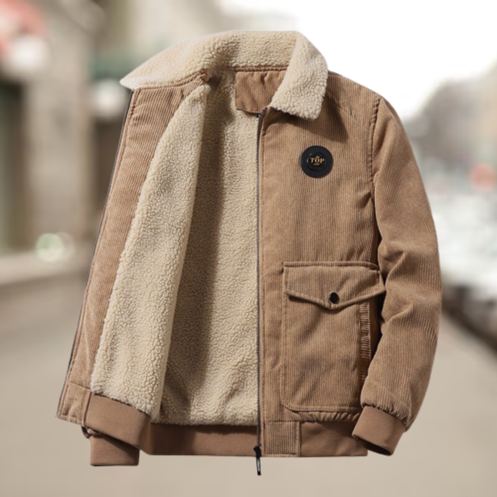 Harrison | Stylish Ribbed Sherpa Collar Bomber Jacket