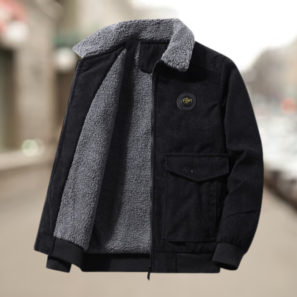 Harrison | Stylish Ribbed Sherpa Collar Bomber Jacket