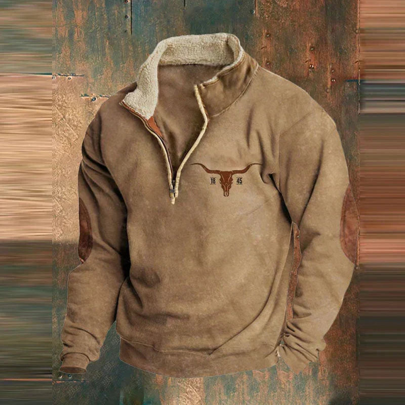 Harry | Western Print Quarter Zip Mens Fleece Jacket