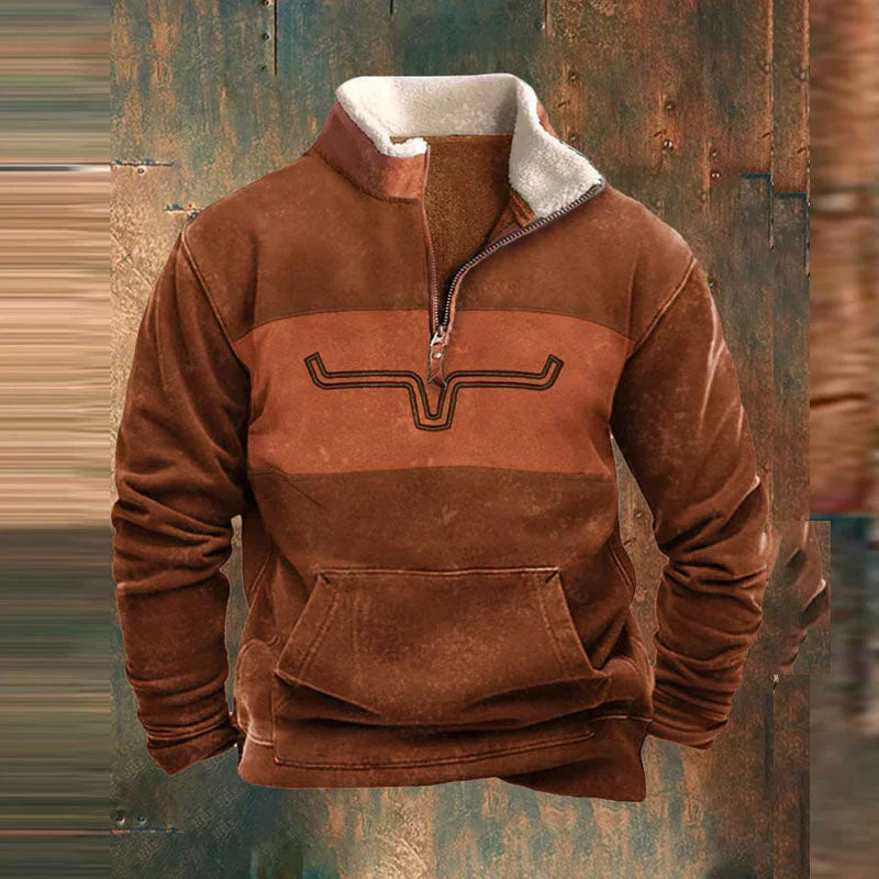 Harry | Western Print Quarter Zip Mens Fleece Jacket
