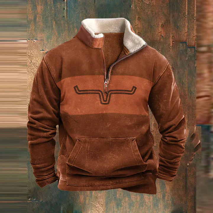 Harry | Western Print Quarter Zip Mens Fleece Jacket