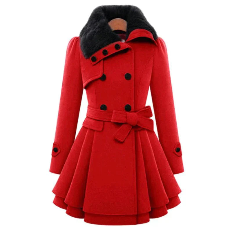 Hazel | Belted Double-Breasted A-Line Winter Coat