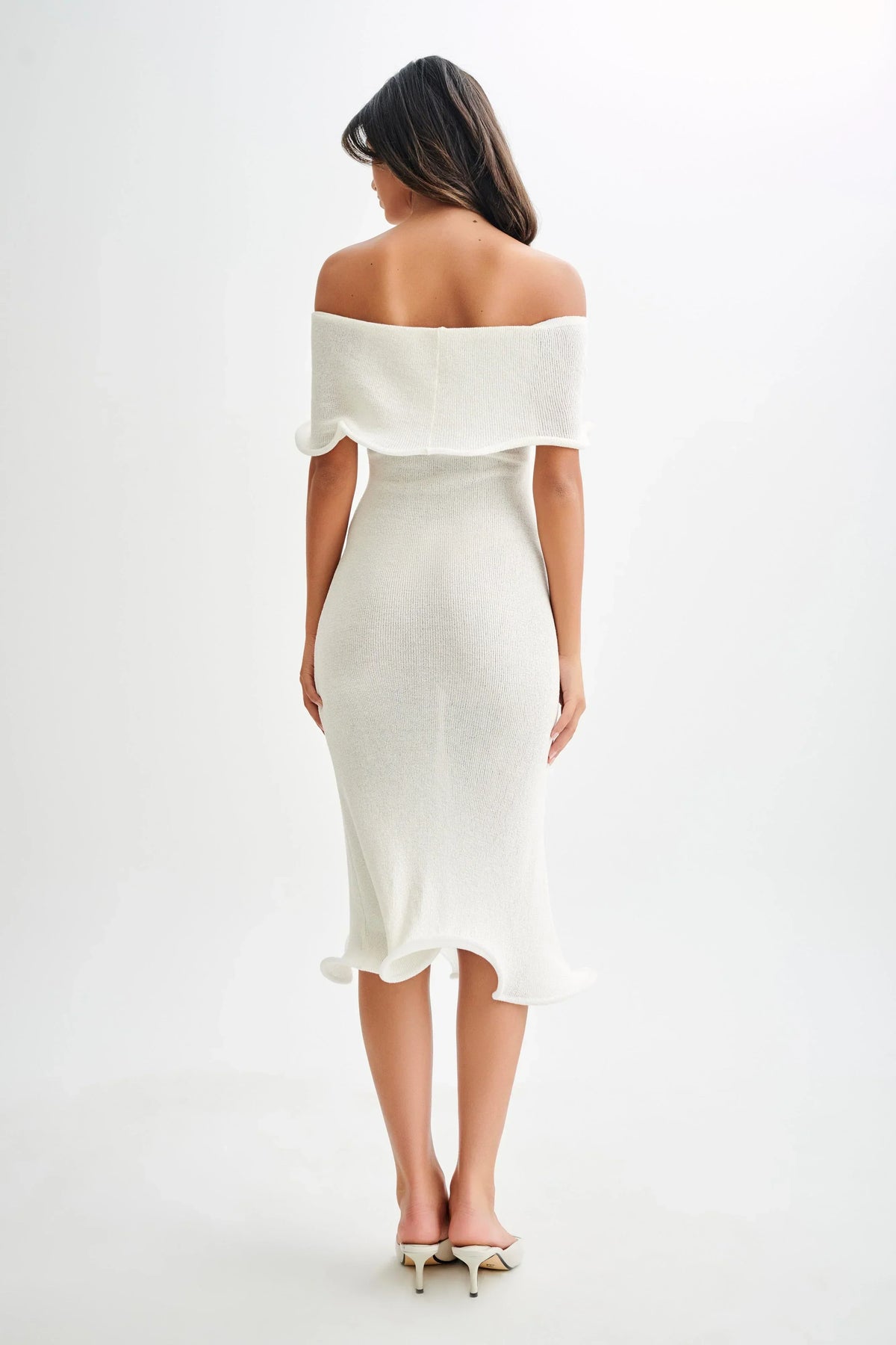 Hazel | Relaxed Off-Shoulder Ribbed Knit Jumper Dress