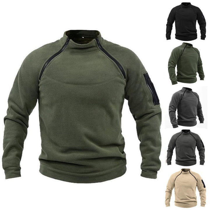 Hudson | Classic Stand Collar Dual Zip Mens Sweatshirt