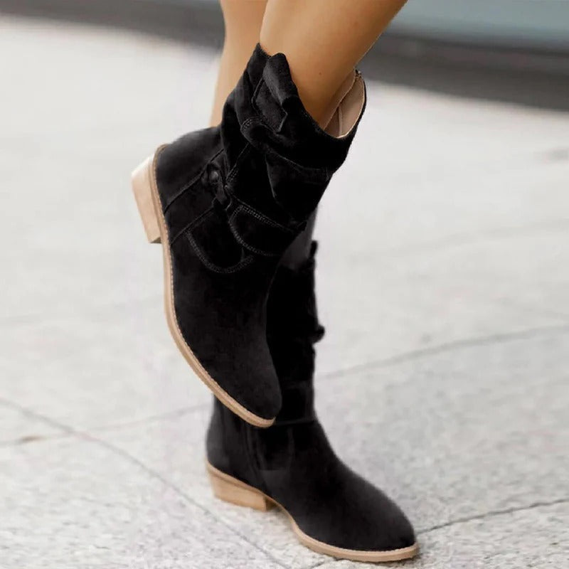 Ella | Relaxed Slouch Brown Boots with Low Heel