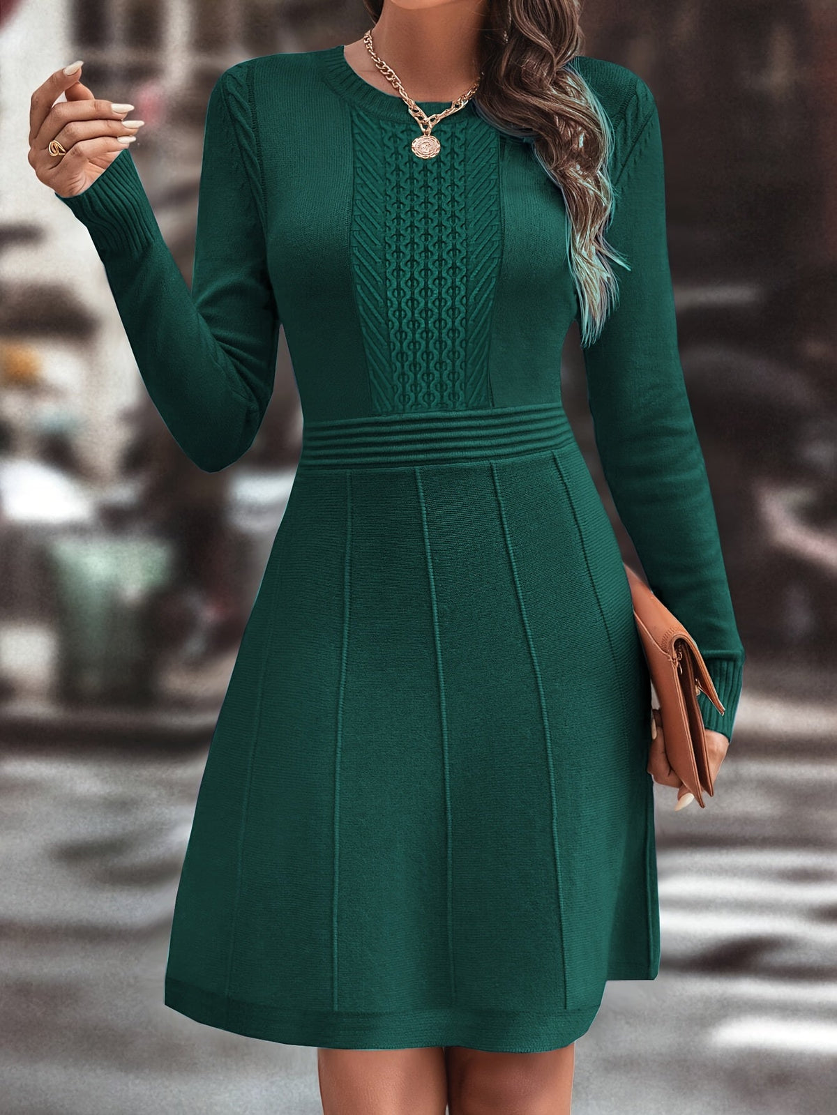 Imogen | Polished A-Line Ribbed Knit Jumper Dress