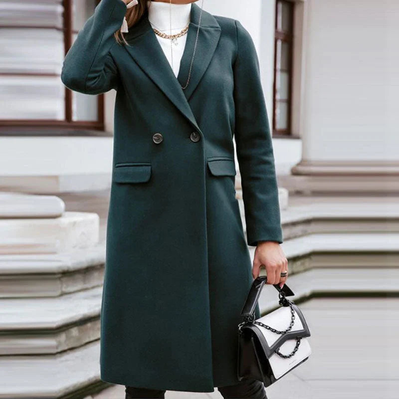 Imogen | Polished Double-Breasted Long Coat for Women