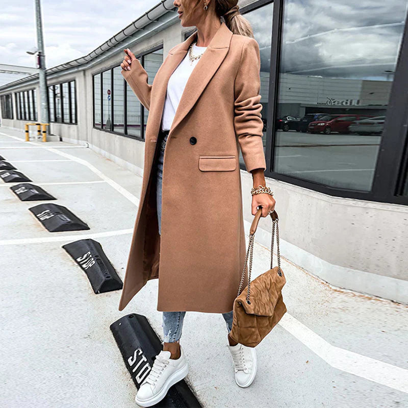 Imogen | Polished Double-Breasted Long Coat for Women