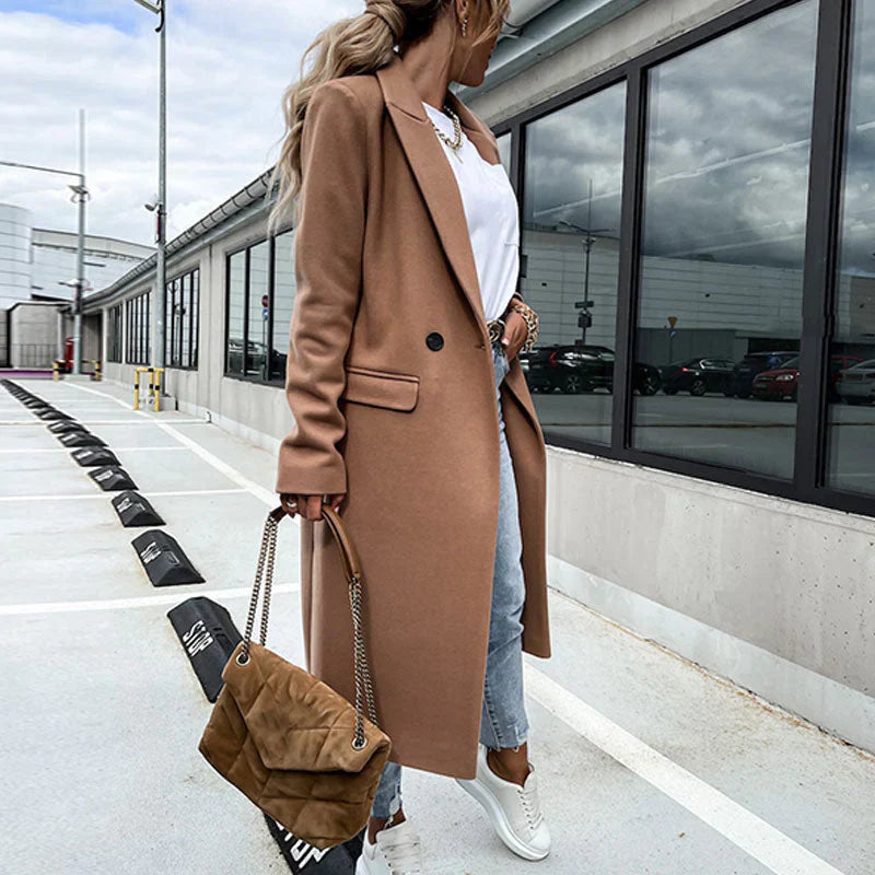 Imogen | Polished Double-Breasted Long Coat for Women