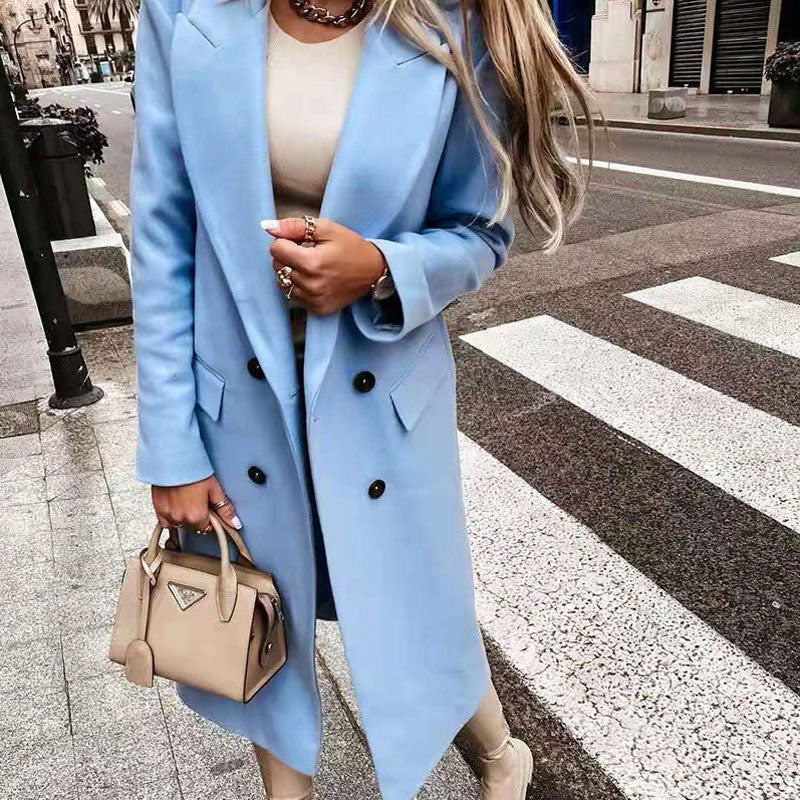 Imogen | Polished Double-Breasted Long Coat for Women