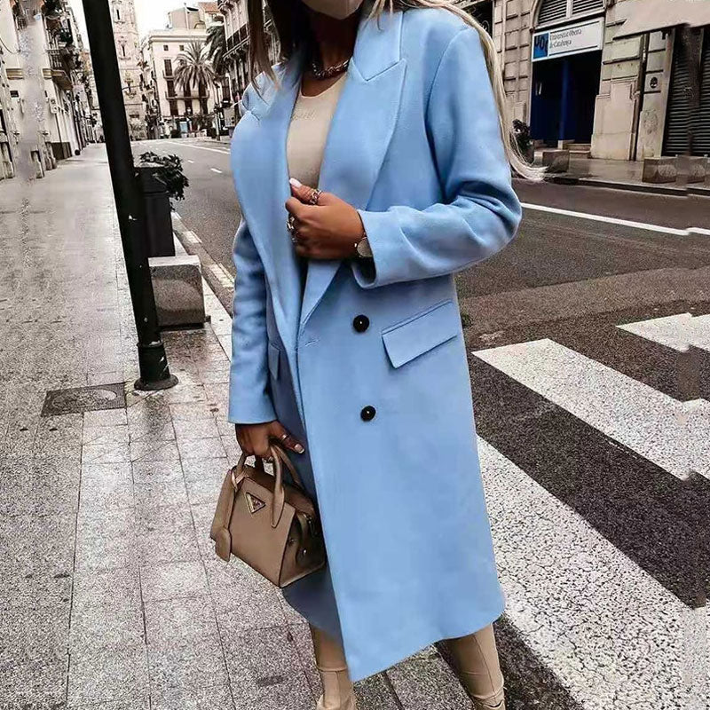 Imogen | Polished Double-Breasted Long Coat for Women