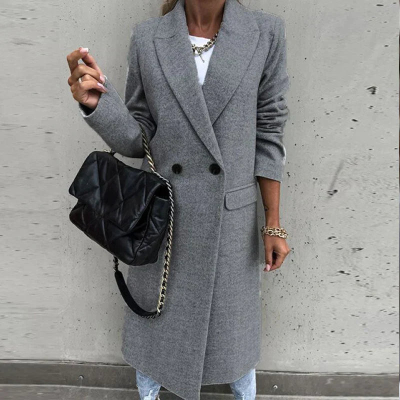Imogen | Polished Double-Breasted Long Coat for Women