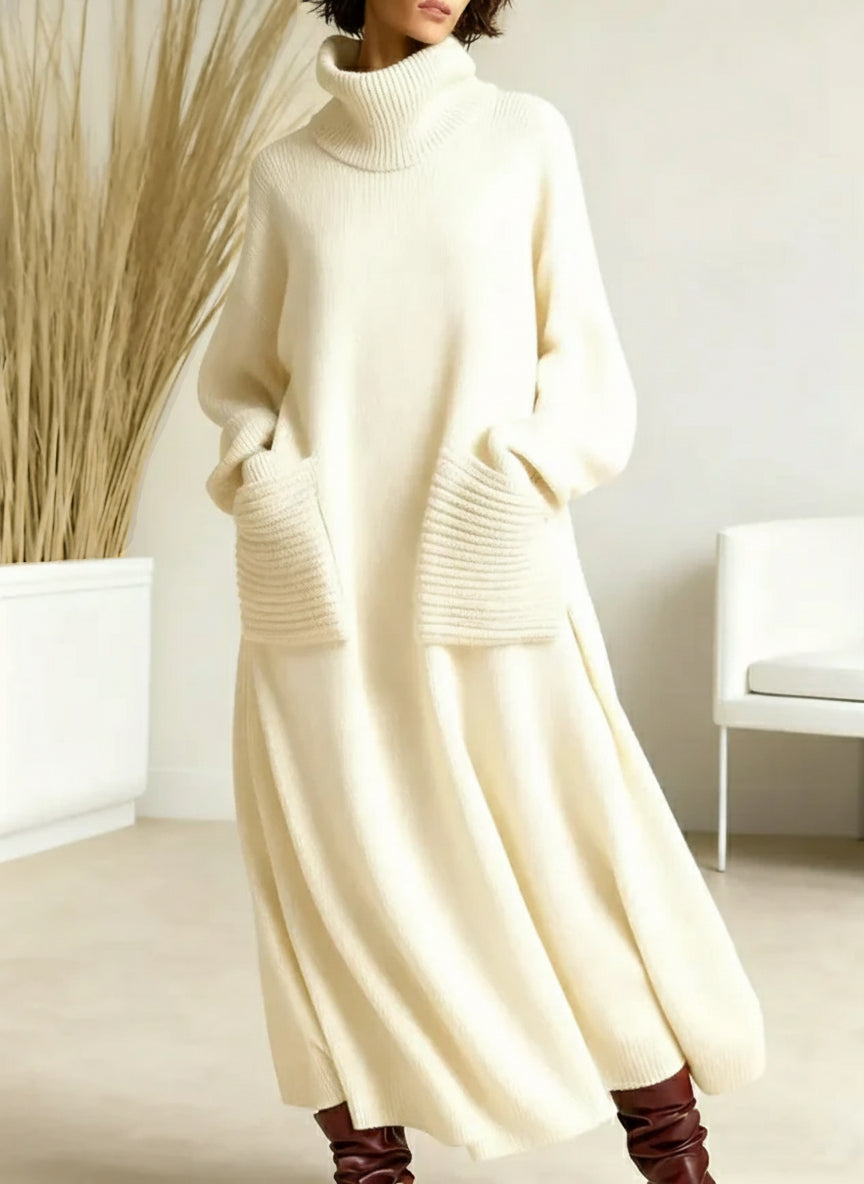 Iris | Classic Turtleneck Jumper Dress with Pockets