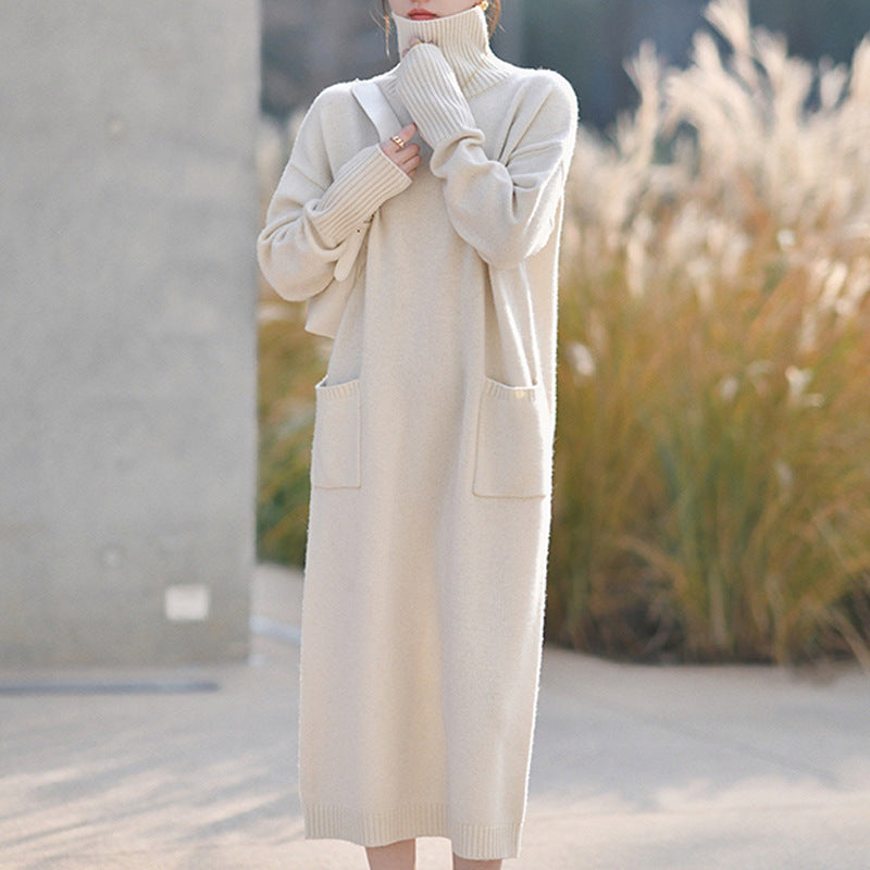 Iris | Classic Turtleneck Jumper Dress with Pockets