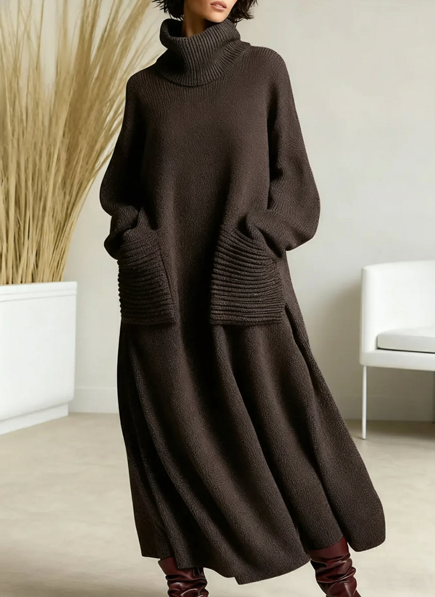 Iris | Classic Turtleneck Jumper Dress with Pockets
