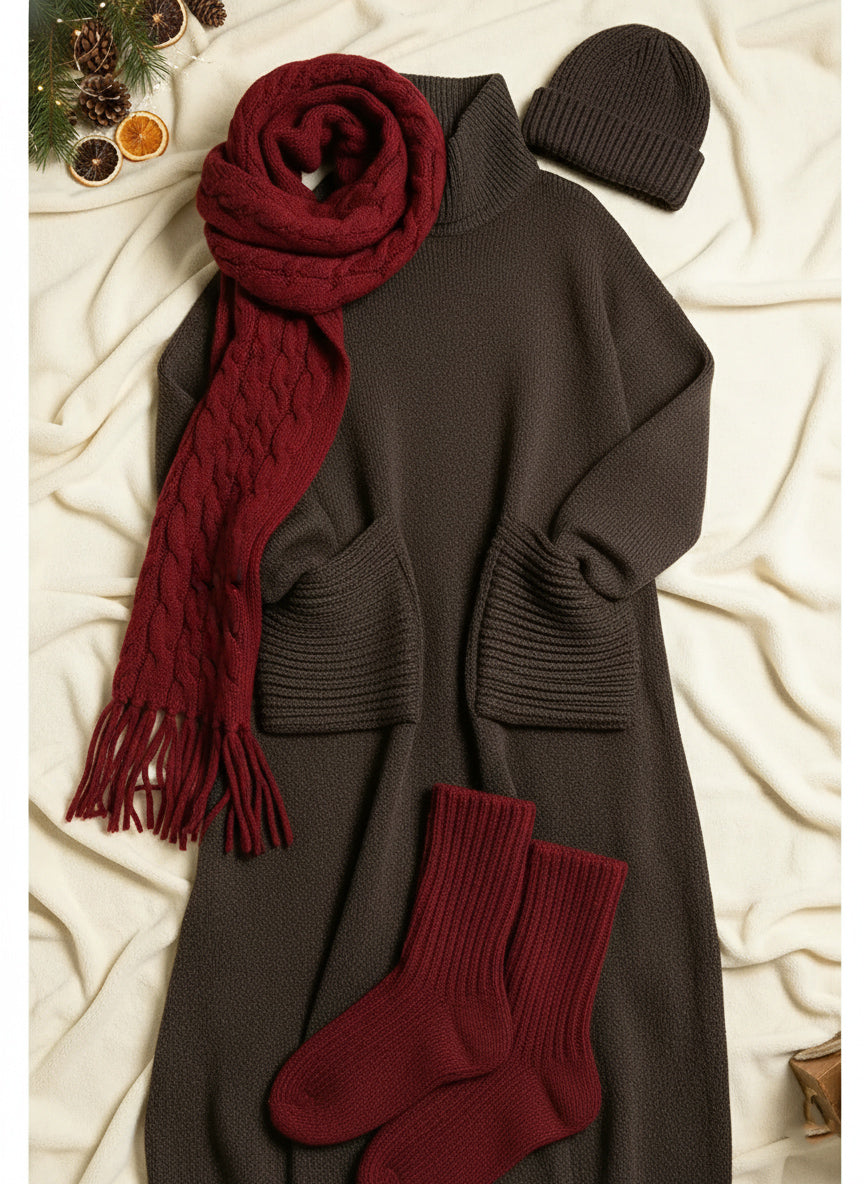 Iris | Classic Turtleneck Jumper Dress with Pockets