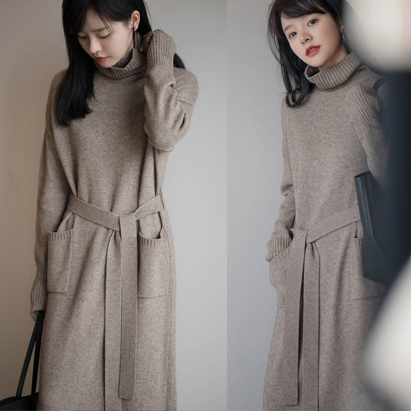 Iris | Classic Turtleneck Jumper Dress with Pockets