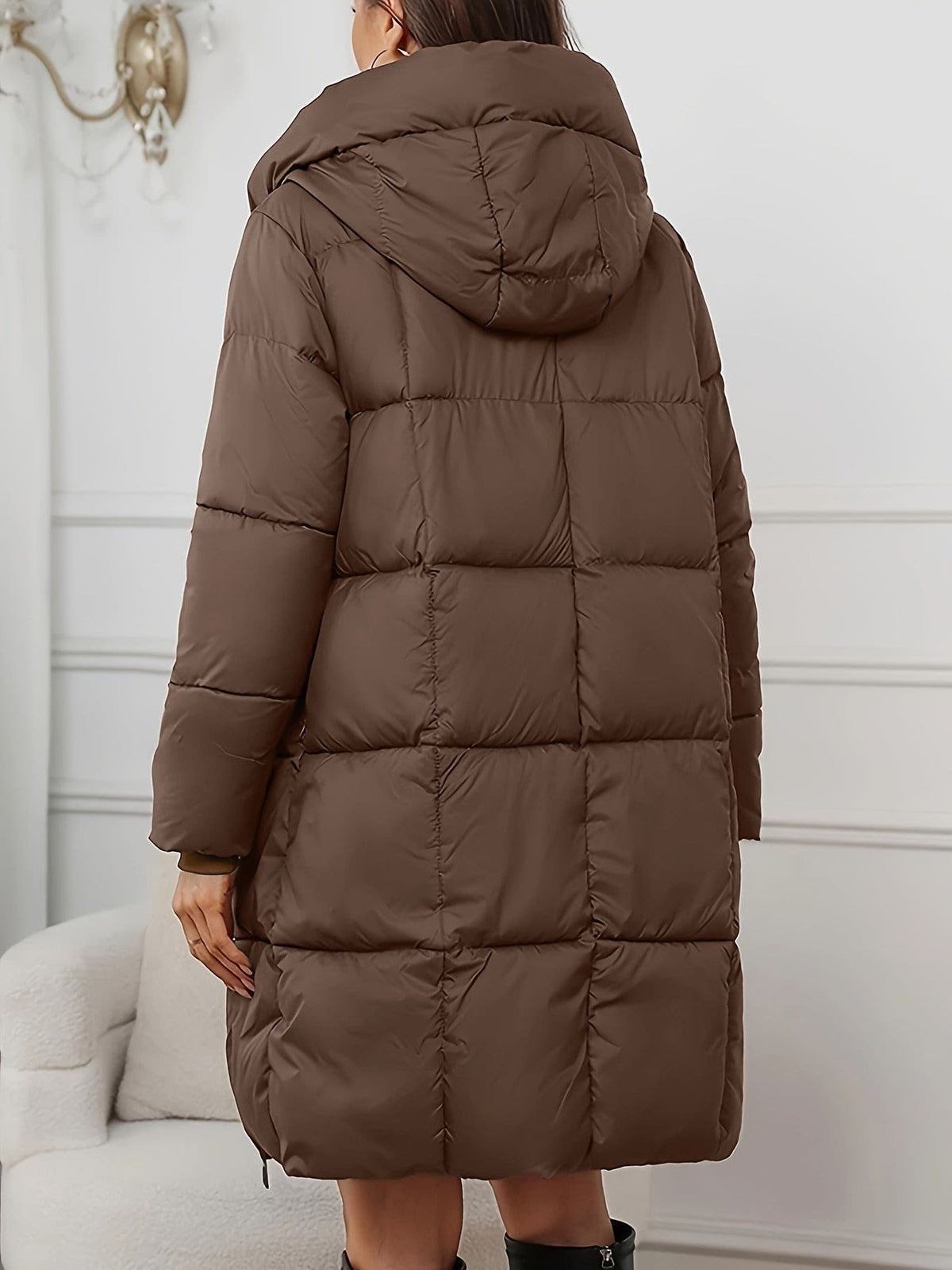 Iris | Cosy Hooded Longline Plus Size Puffer Coat