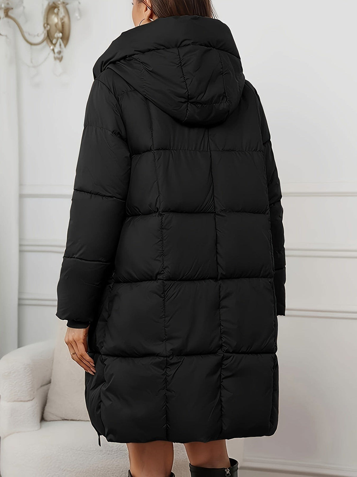 Iris | Cosy Hooded Longline Plus Size Puffer Coat