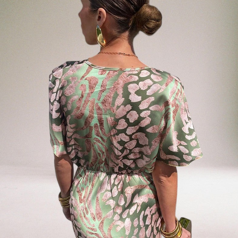 Isabella | Effortless Twist-Front Printed Autumn Wedding Guest Maxi Dress