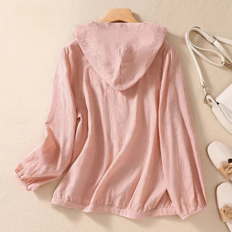 Isabelle | Stylish Textured Button-Front Hoodie Shirt Jacket