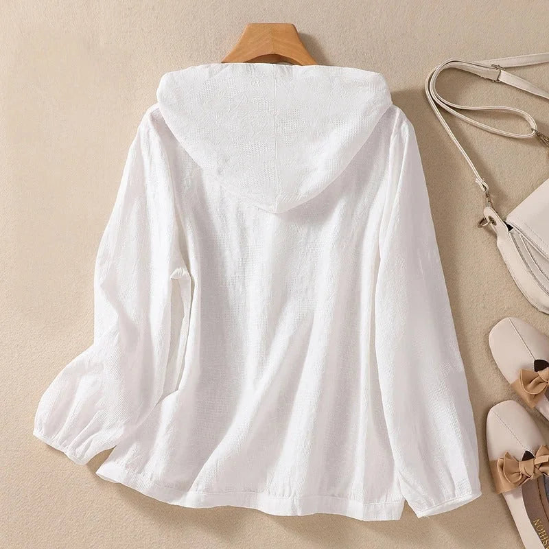 Isabelle | Stylish Textured Button-Front Hoodie Shirt Jacket