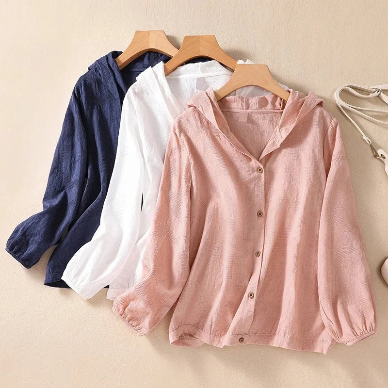 Isabelle | Stylish Textured Button-Front Hoodie Shirt Jacket