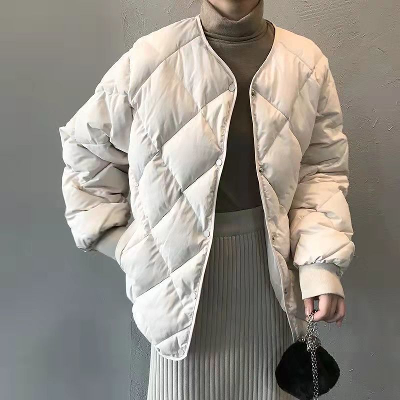 Isla | Cosy Collarless Diamond Quilted Jacket