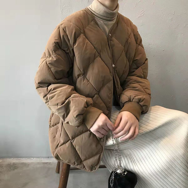 Isla | Cosy Collarless Diamond Quilted Jacket