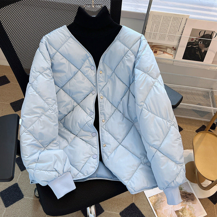 Isla | Cosy Collarless Diamond Quilted Jacket