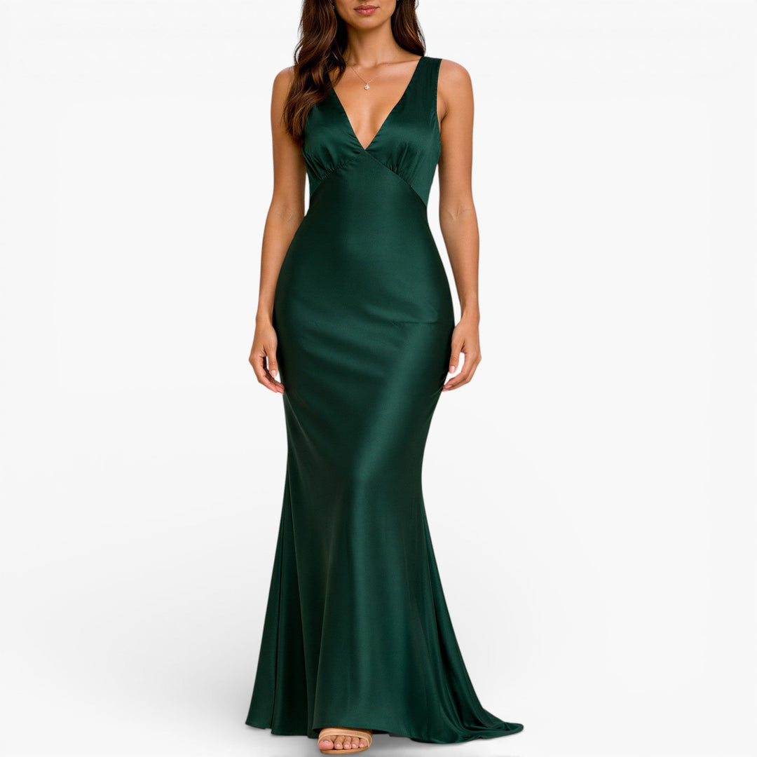 Isla | Effortless V-Neck Wrap Christmas Party Maxi Dress