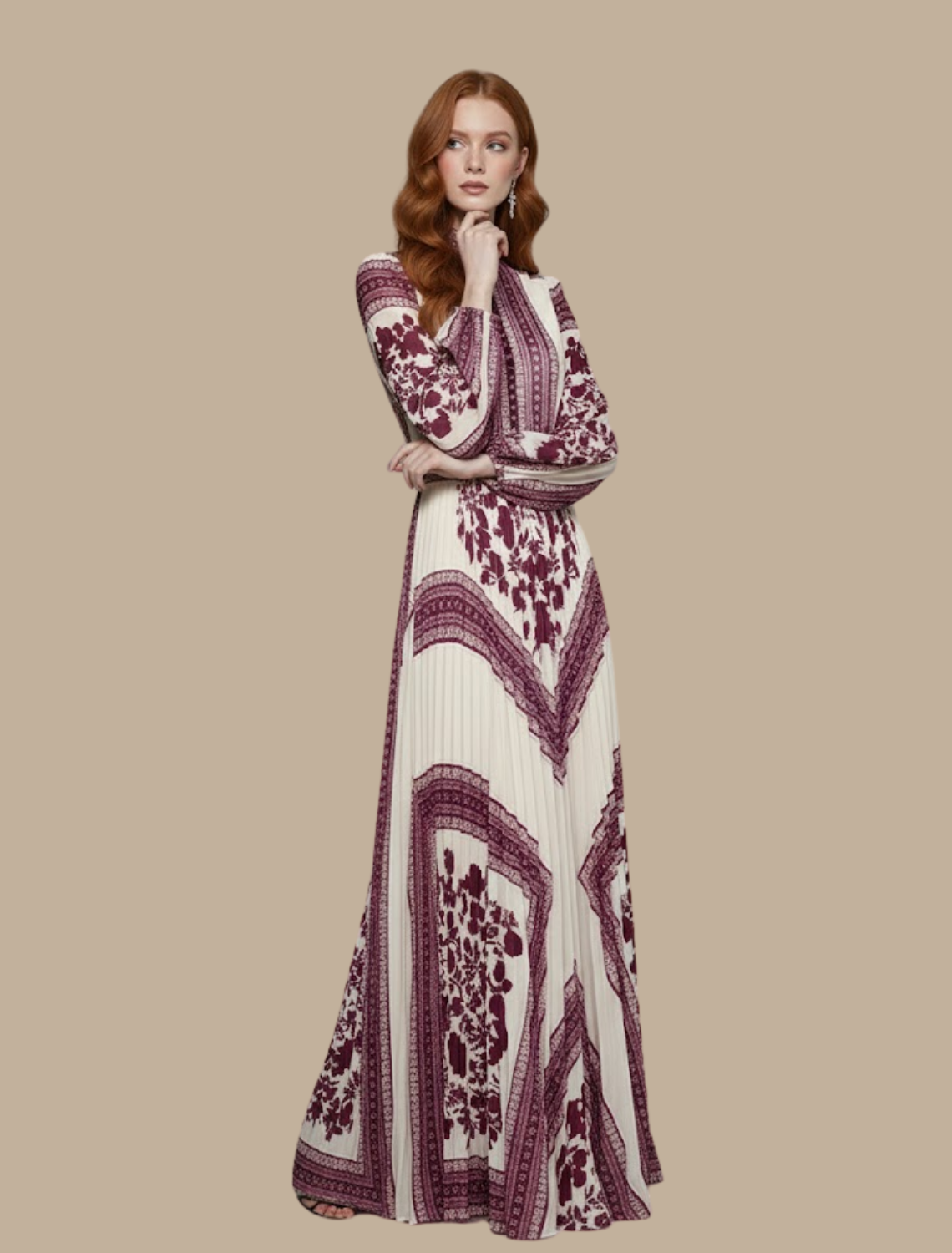 Isla | Elegant Pleated Floral Print Black Tie Maxi Dress