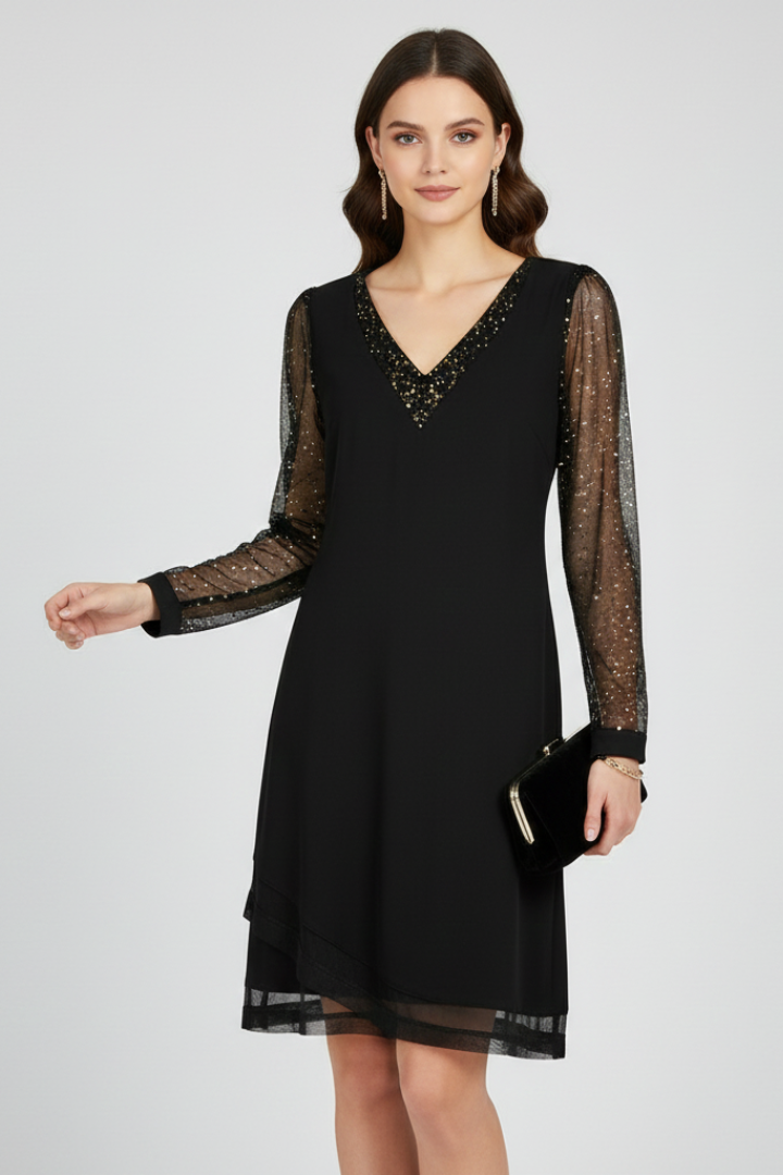 Isla | Relaxed Sequin Sleeve V-Neck Party Dresses for Women